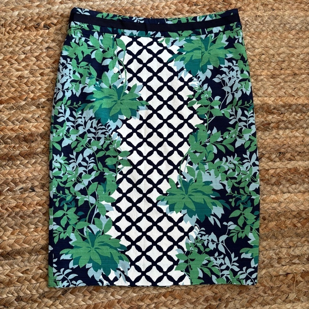 Boden Size 4 Petite Botanical Leaves Print Pencil Skirt